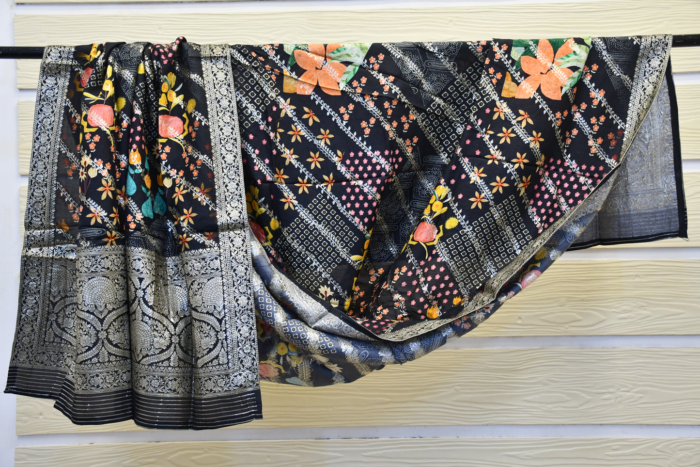 Black silk dress material