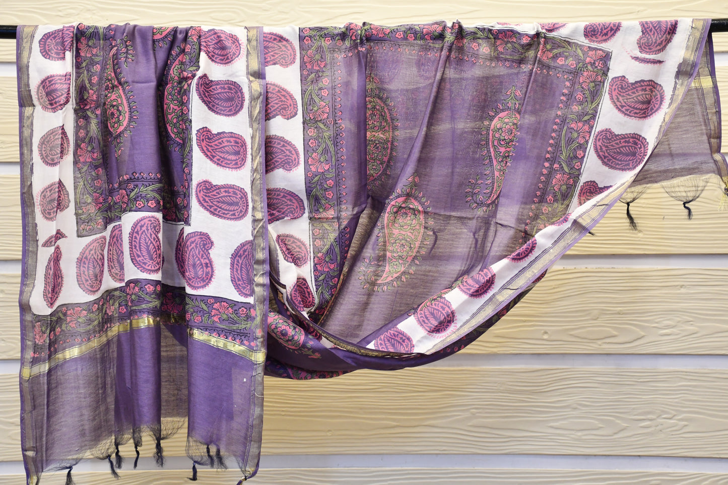 Purple Chikankari & Handblock Print Dress Material – Astitva Collection