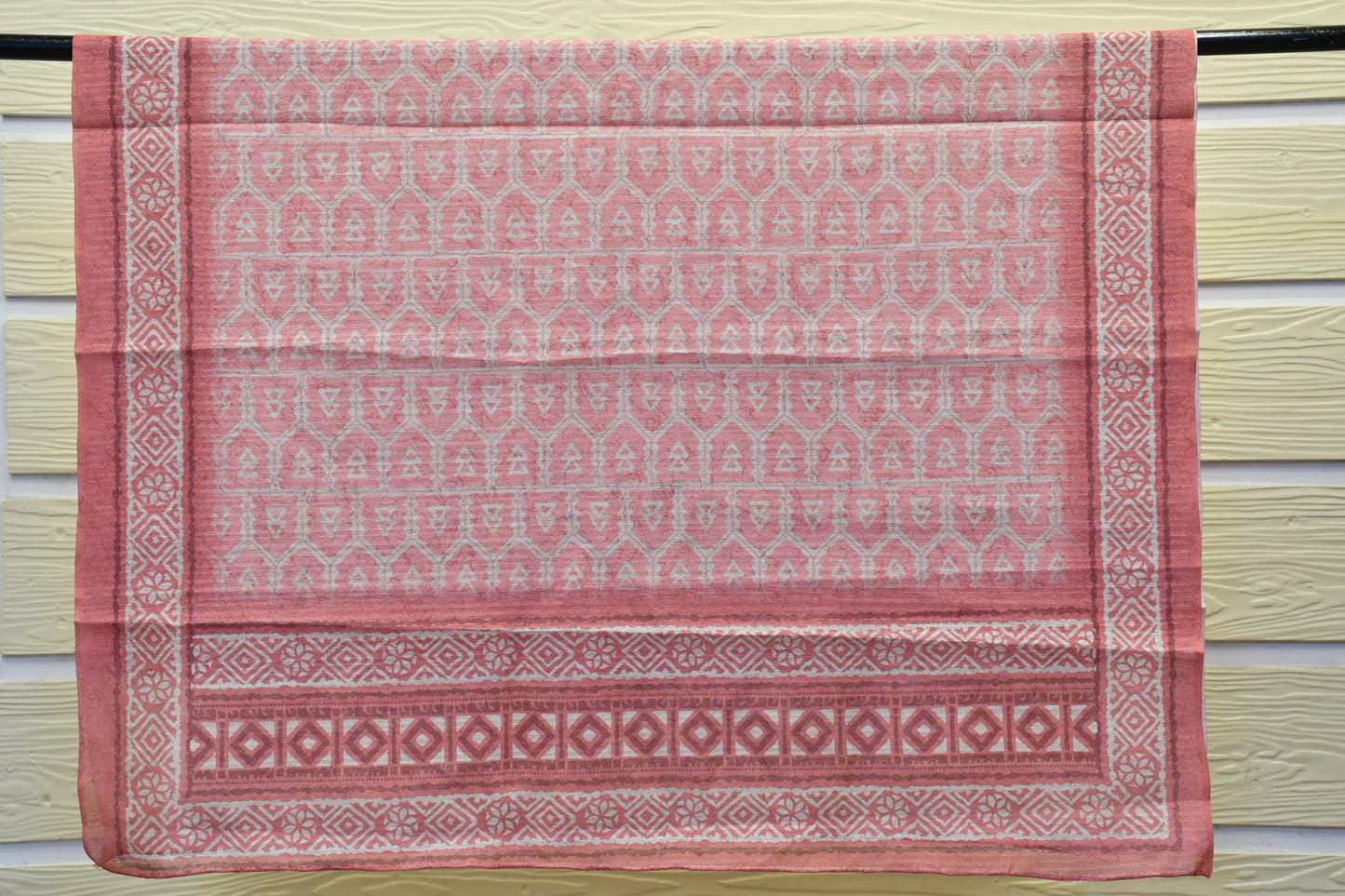 Raw Silk Dress Material with White Pearl Handwork & Printed Dupatta