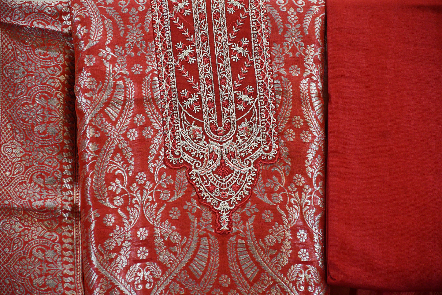 Classic Red Banarasi Silk Suit Set