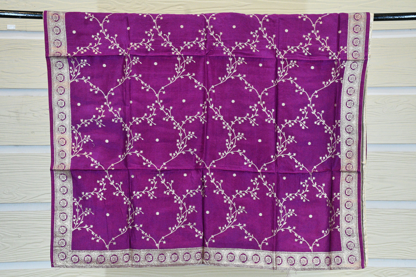 Royal Purple Embroidered Dress Material