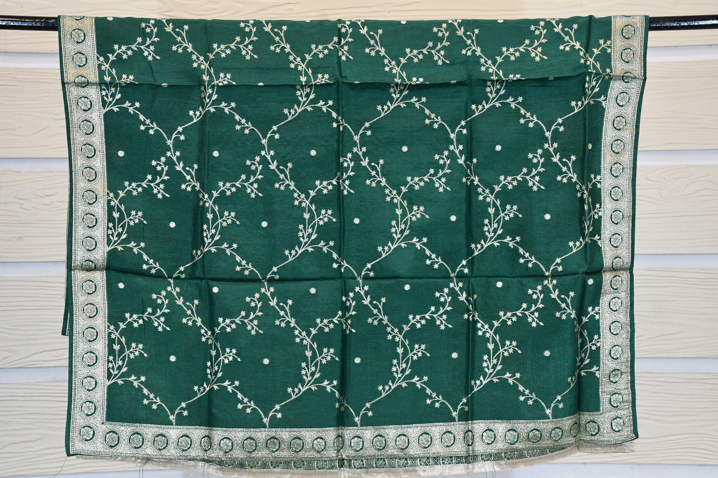 Emerald Green Embroidered Dress Material