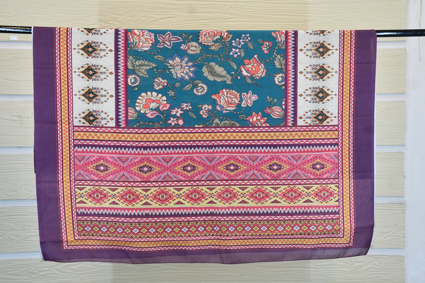 Royal Purple Printed Cotton Suit Set