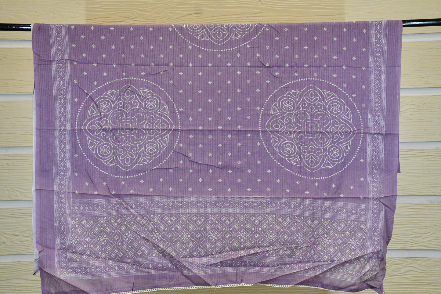 Lilac Chikankari & Hand Block Printed Cotton Dress Material