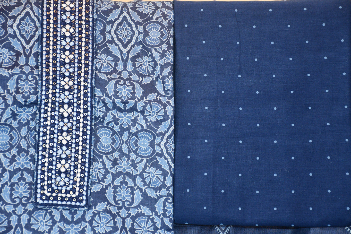 Indigo Blue Cotton Dress Material | Timeless Everyday Elegance