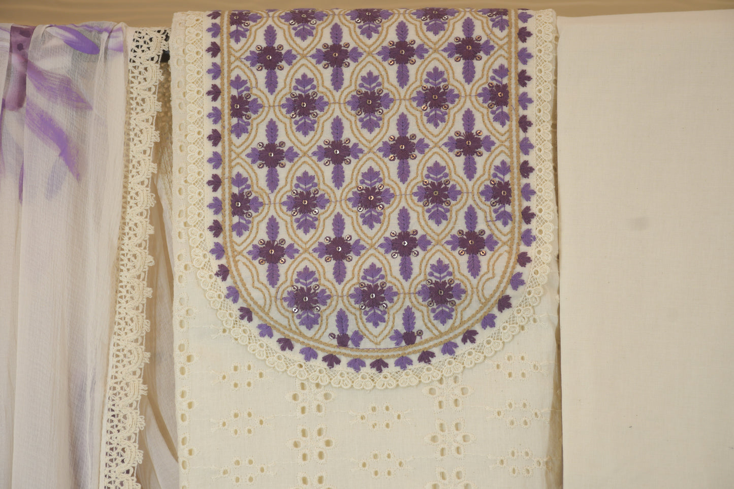 Lavender Chikankari