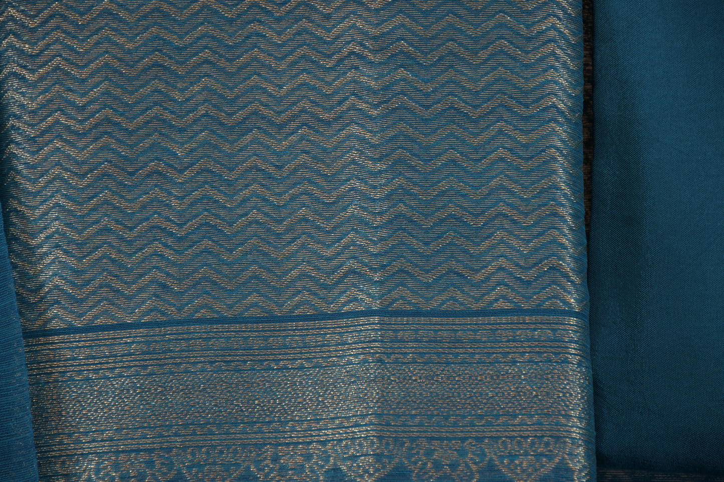 Teal Ghicha Silk Suit Set with Zari Dupatta