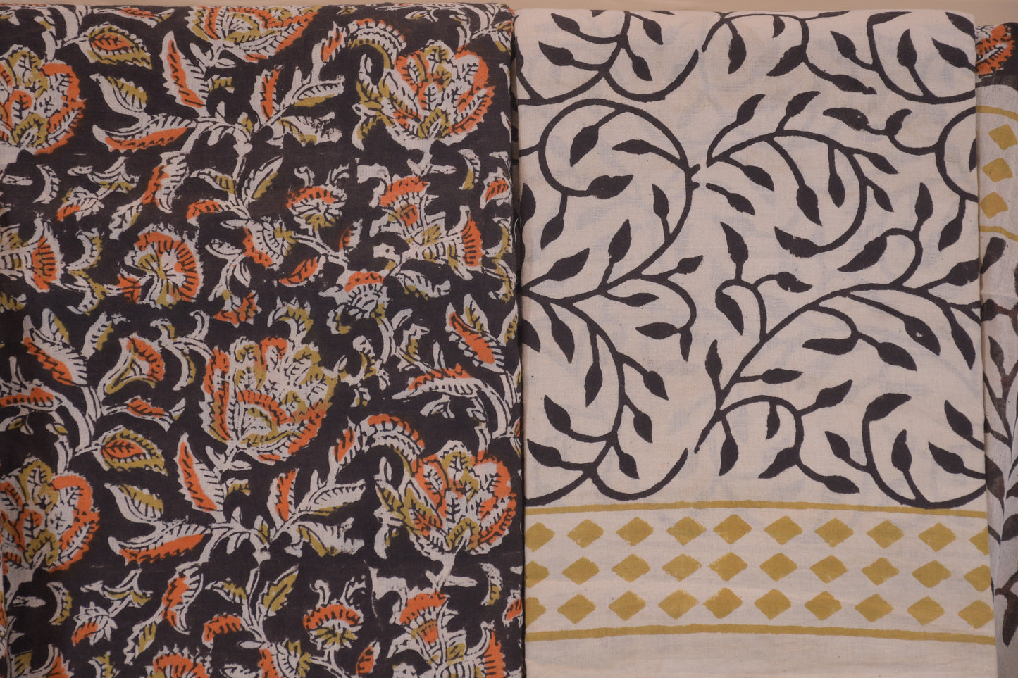 Black Floral Hand Block Cotton