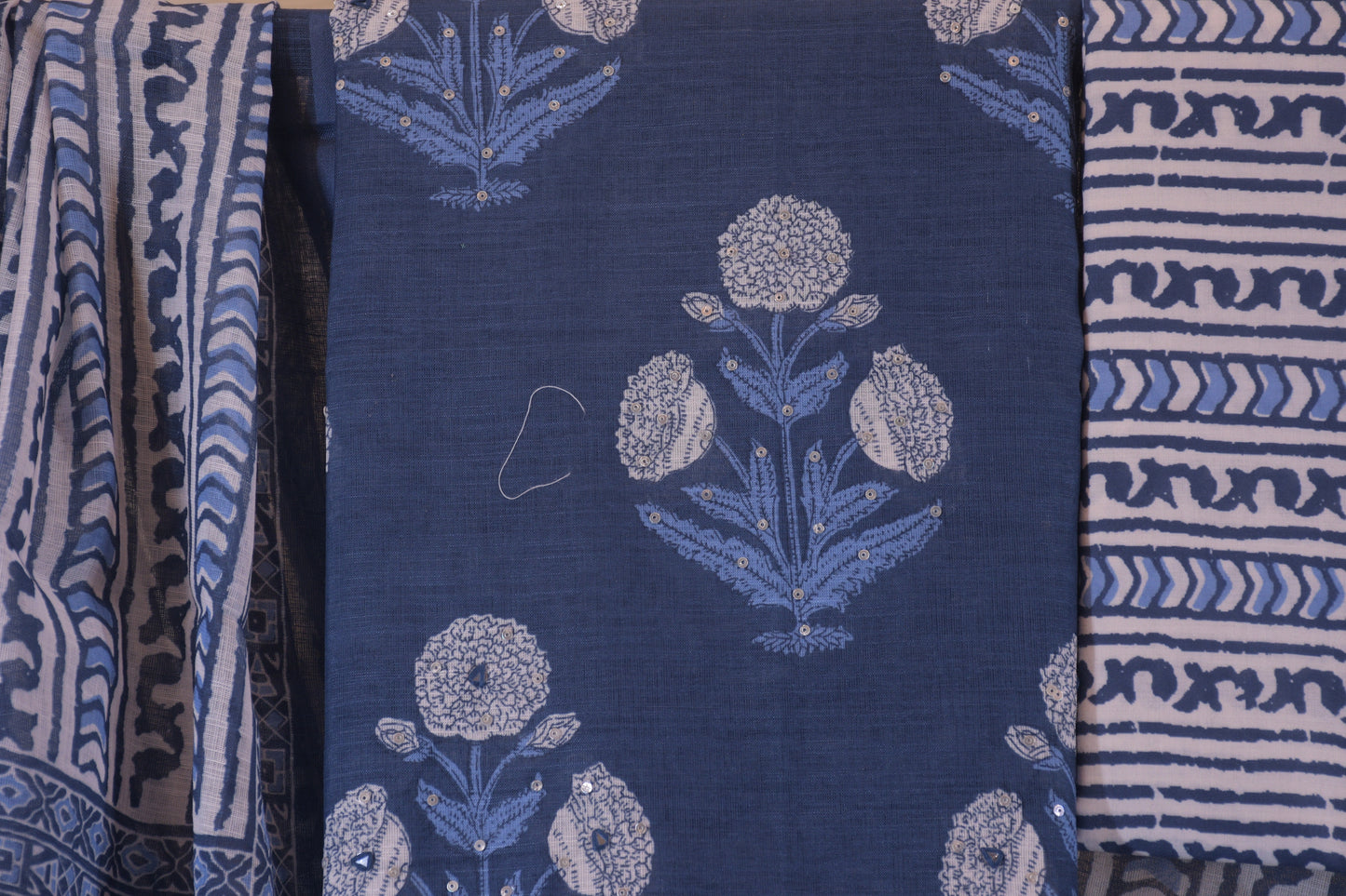 Indigo Floral Linen Blend Suit Set