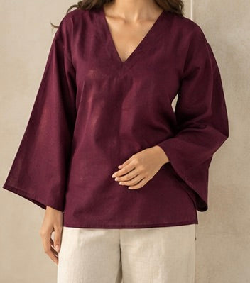 Meher – Maroon Linen Blend Kurti
