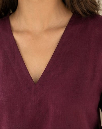 Meher – Maroon Linen Blend Kurti