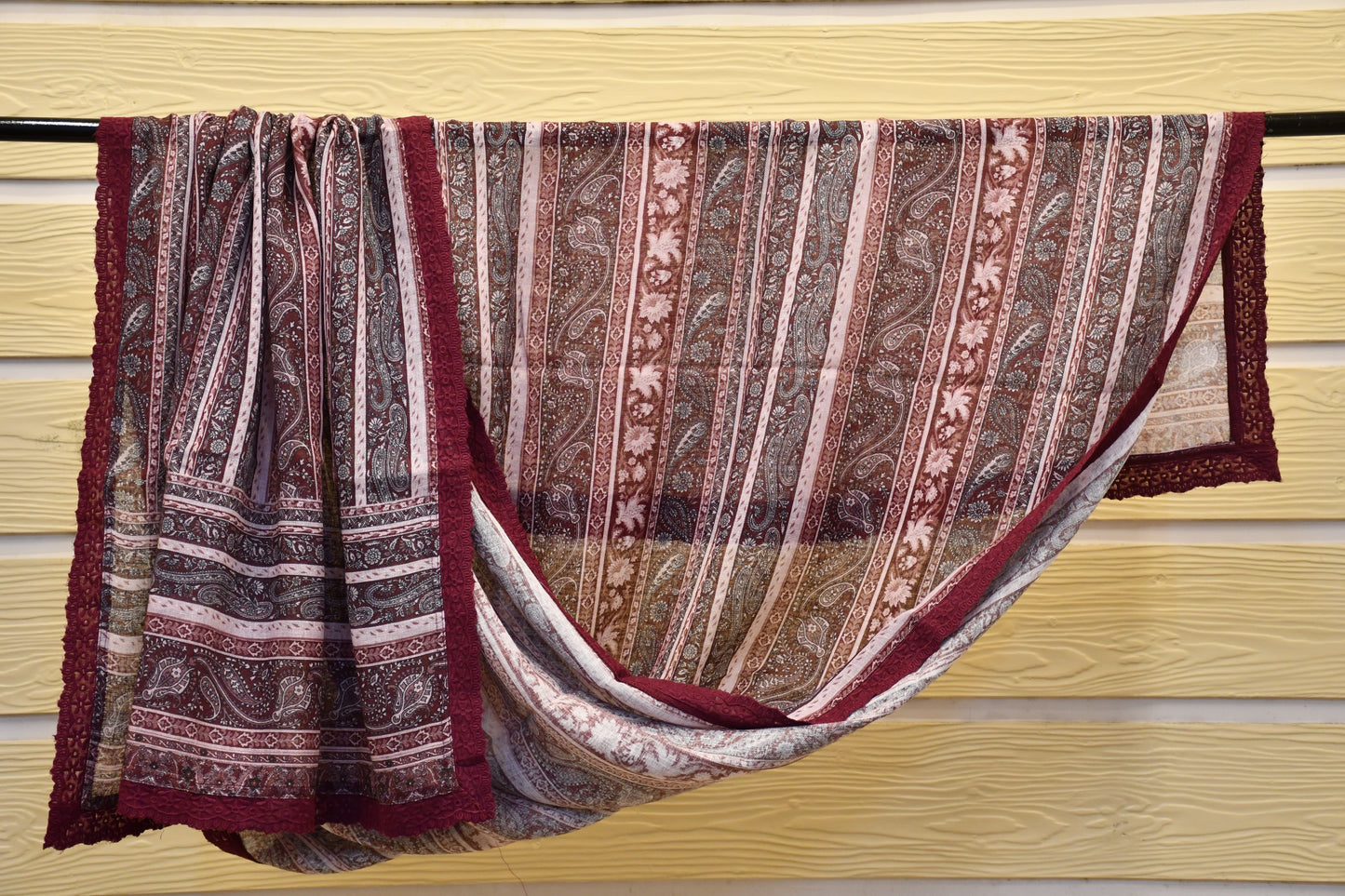 Handwoven Fabric with Intricate Neck Work and Contrast Woven Dupatta