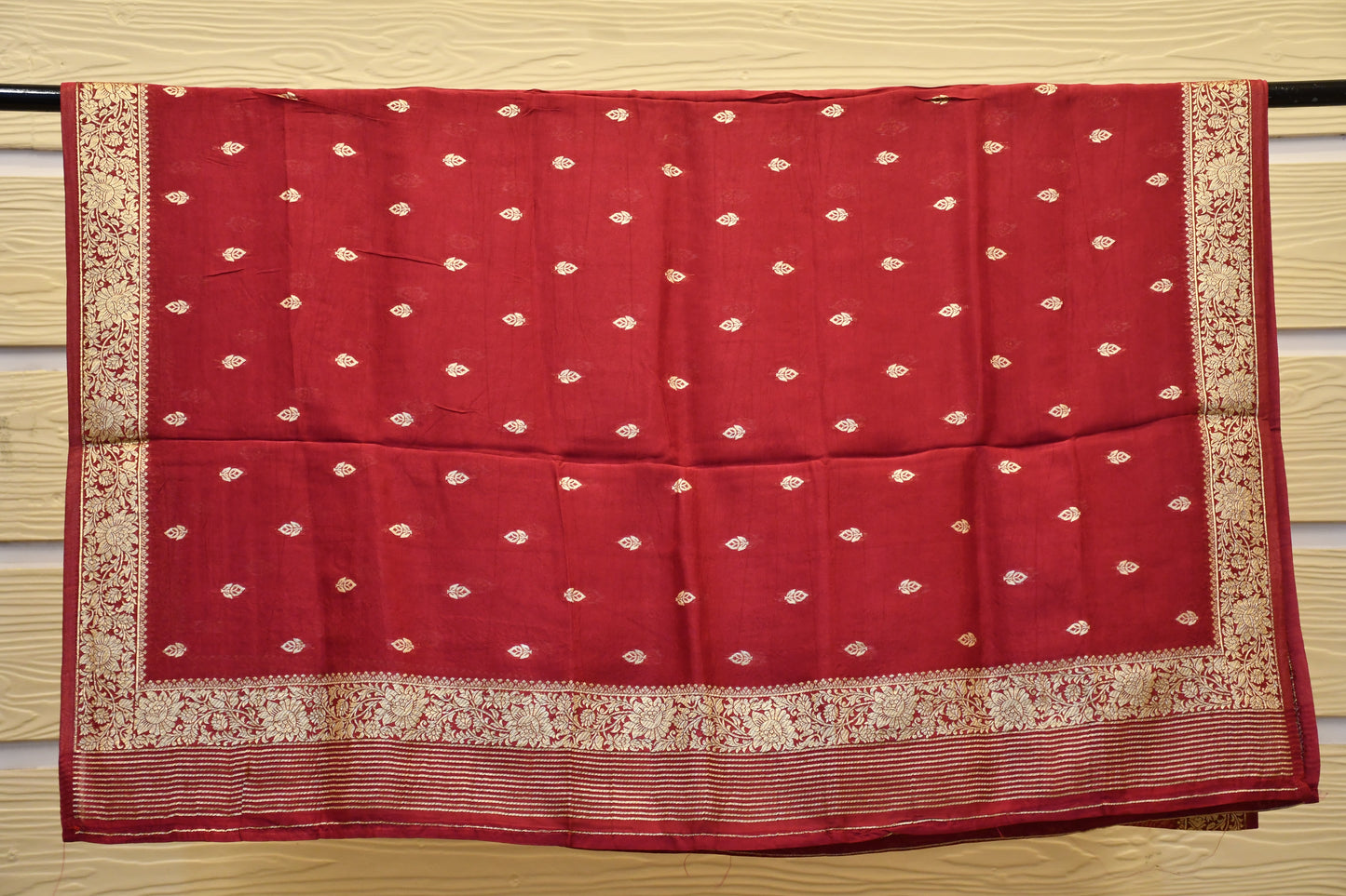 Mauve Chanderi Dress Material with All-Over Weaving and Handwork