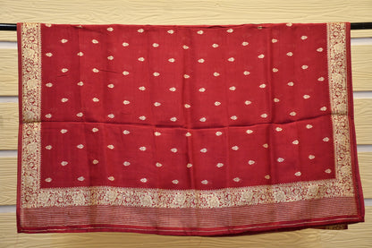 Mauve Chanderi Dress Material with All-Over Weaving and Handwork