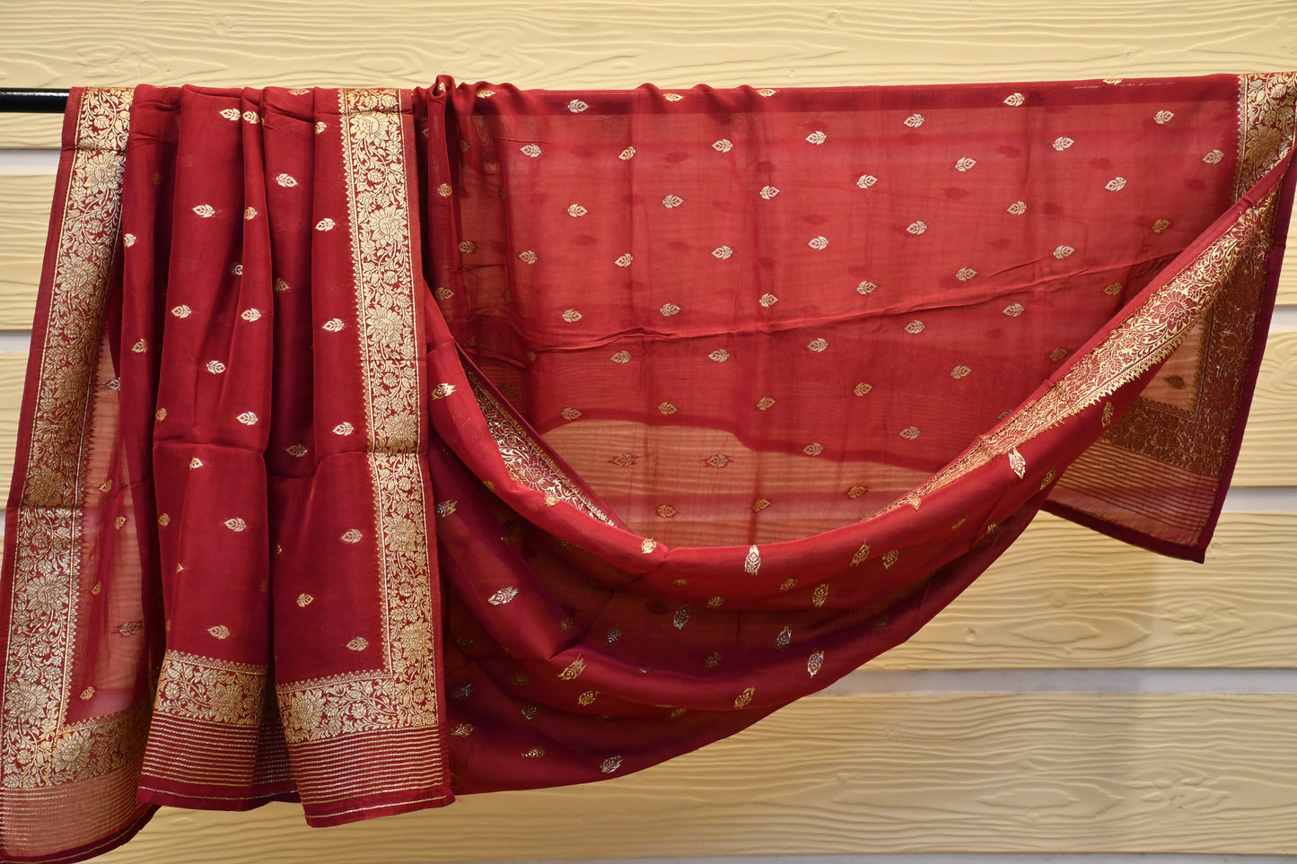 Mauve Chanderi Dress Material with All-Over Weaving and Handwork