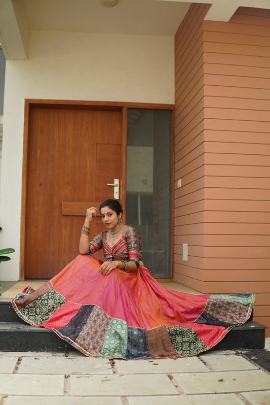 Silk Patola x Ajrakh Patchwork Chanya Choli-One Of One