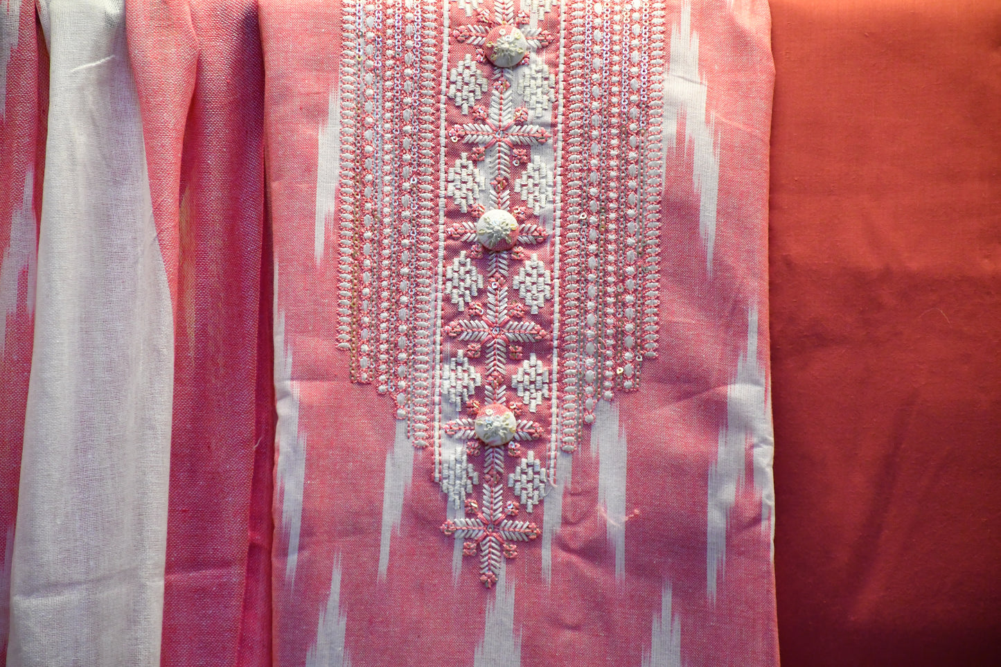 Bubblegum pink cotton dress material