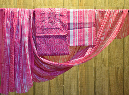 Pink cotton dress material