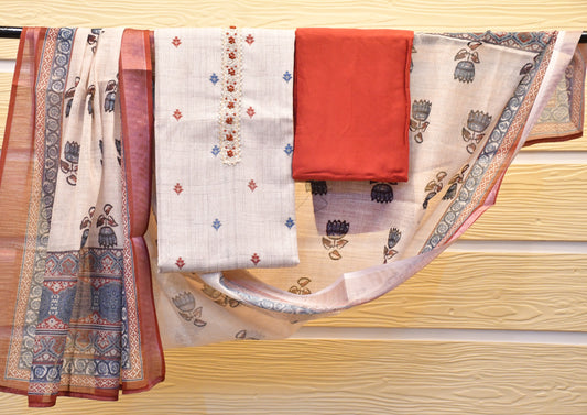 White cotton dress material