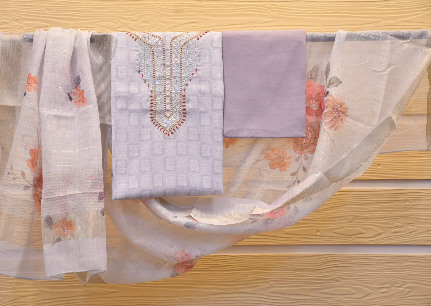Light lavender silk dress material