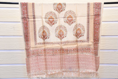 Red & Beige Handblock Printed Dress Material – Astitva Collection