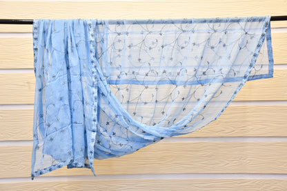 Light Blue Handblock Printed Dress Material with Handwork – Astitva Collection