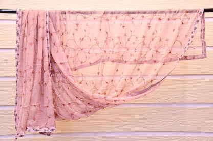 Pink Handblock Print Dress Material with Handwork – Astitva Collection