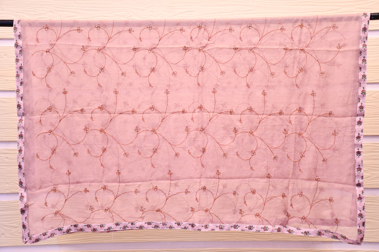 Pink Handblock Print Dress Material with Handwork – Astitva Collection