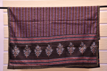 Black & Crimson Ajrakh-Style Printed Dress Material