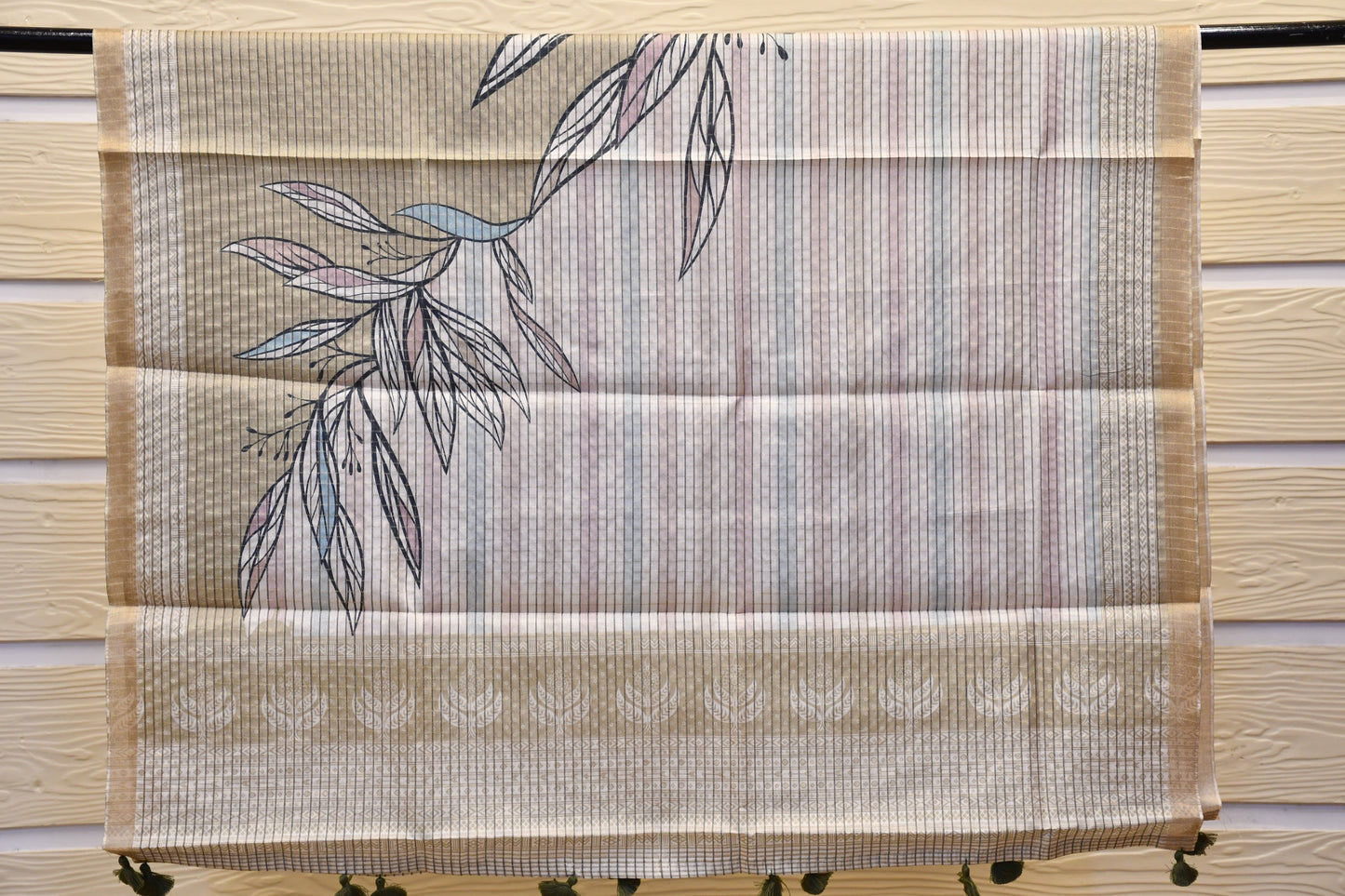 Beige Raw Silk Dress Material with Handwork & Handblock Dupatta – Astitva Collection