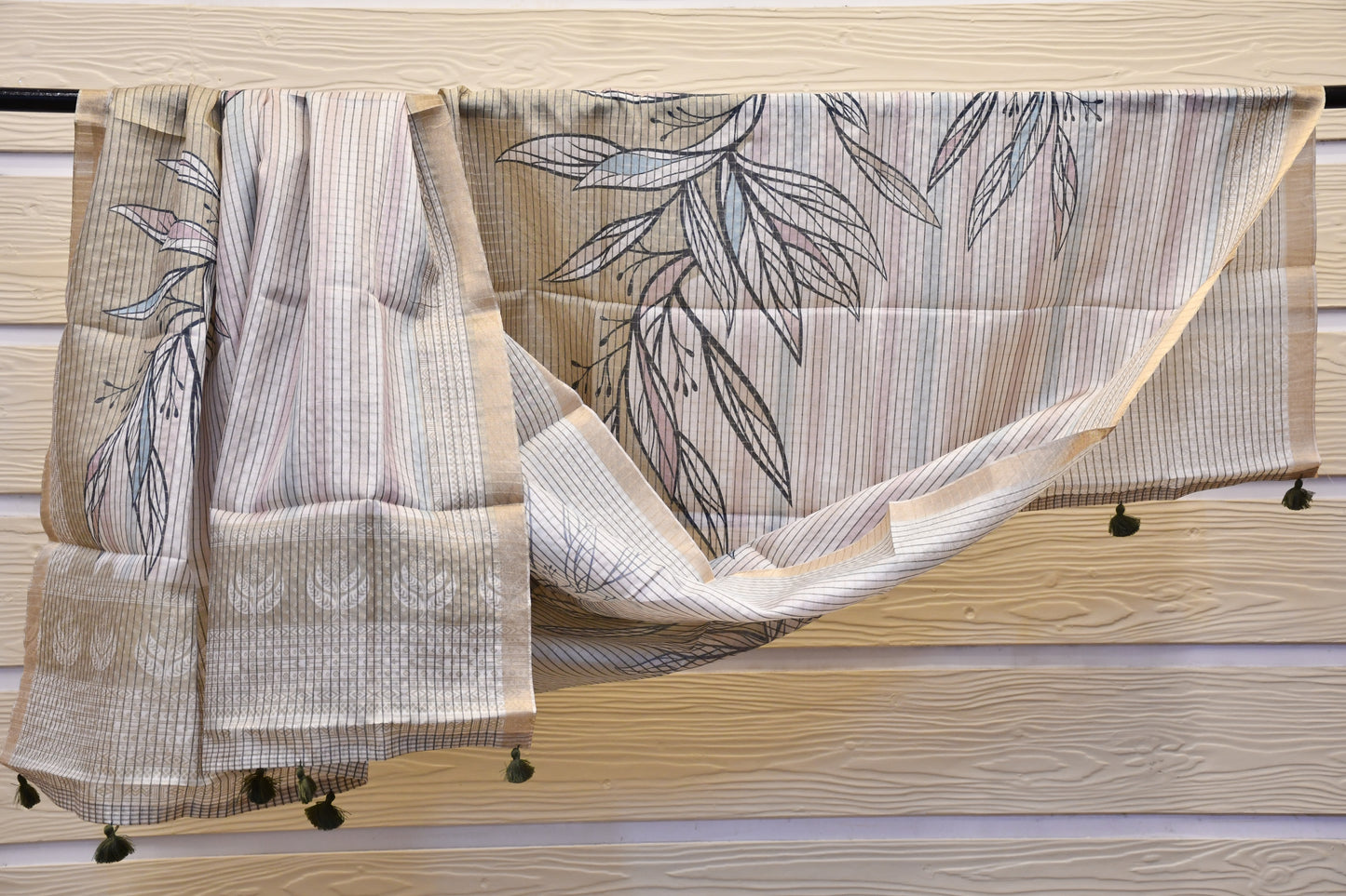 Beige Raw Silk Dress Material with Handwork & Handblock Dupatta – Astitva Collection