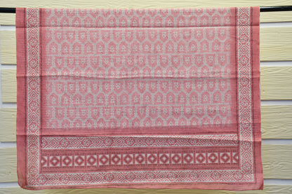 Raw Silk Dress Material with White Pearl Handwork & Printed Dupatta