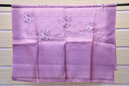 Off-White Muslin Dress Material with Lilac Neck Work & Printed Dupatta
