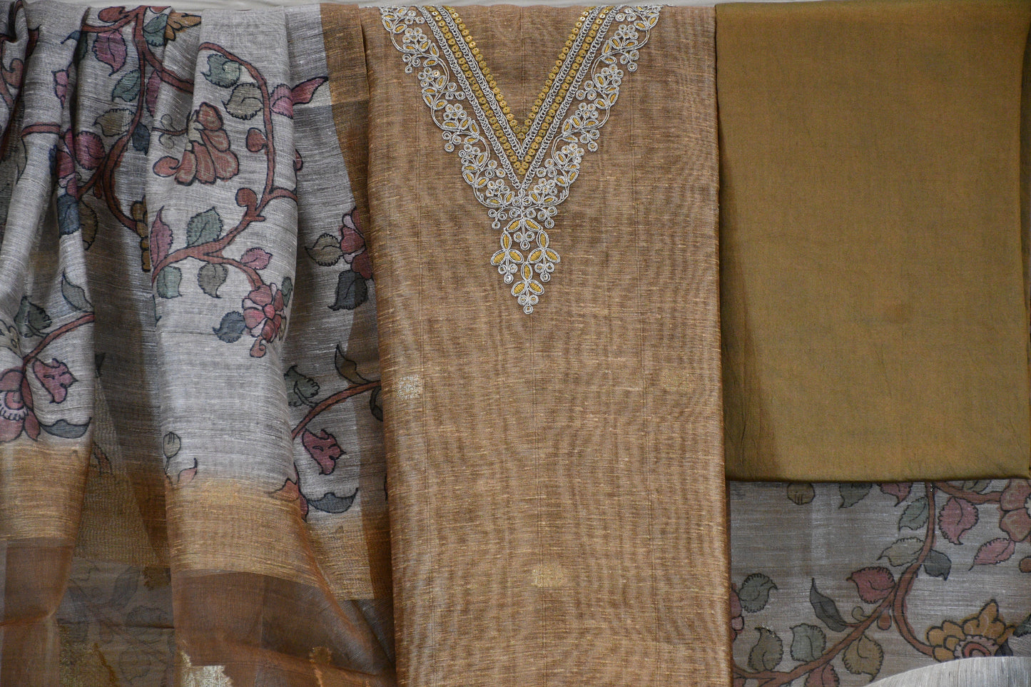 Warm Sand Linen Dress Material