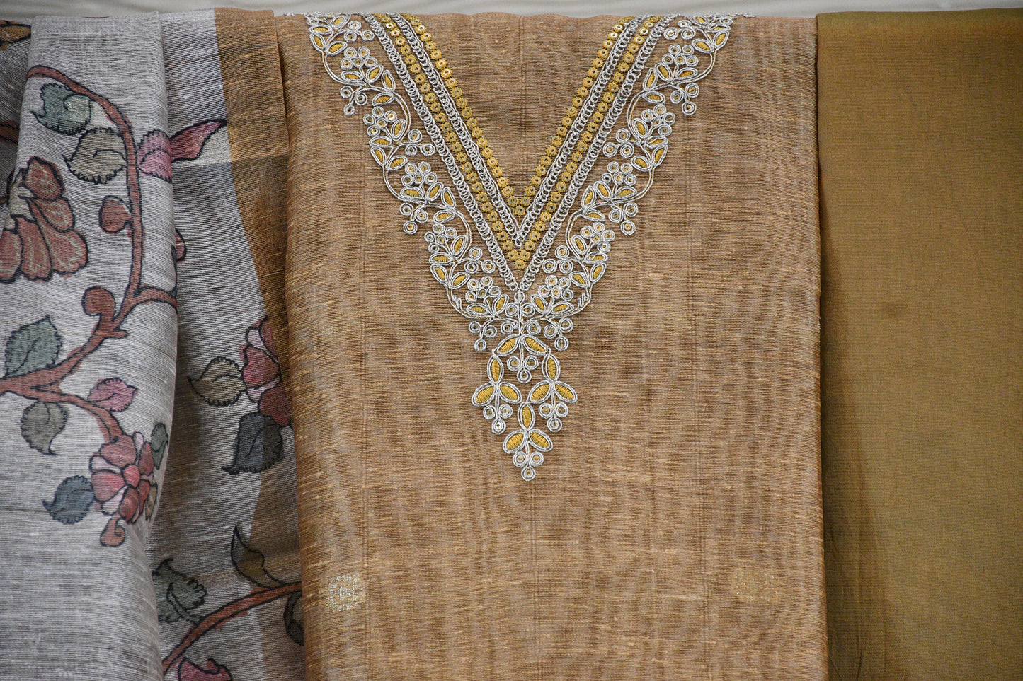 Warm Sand Linen Dress Material