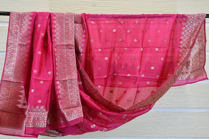 Rani Pink Banarasi Silk Suit Set