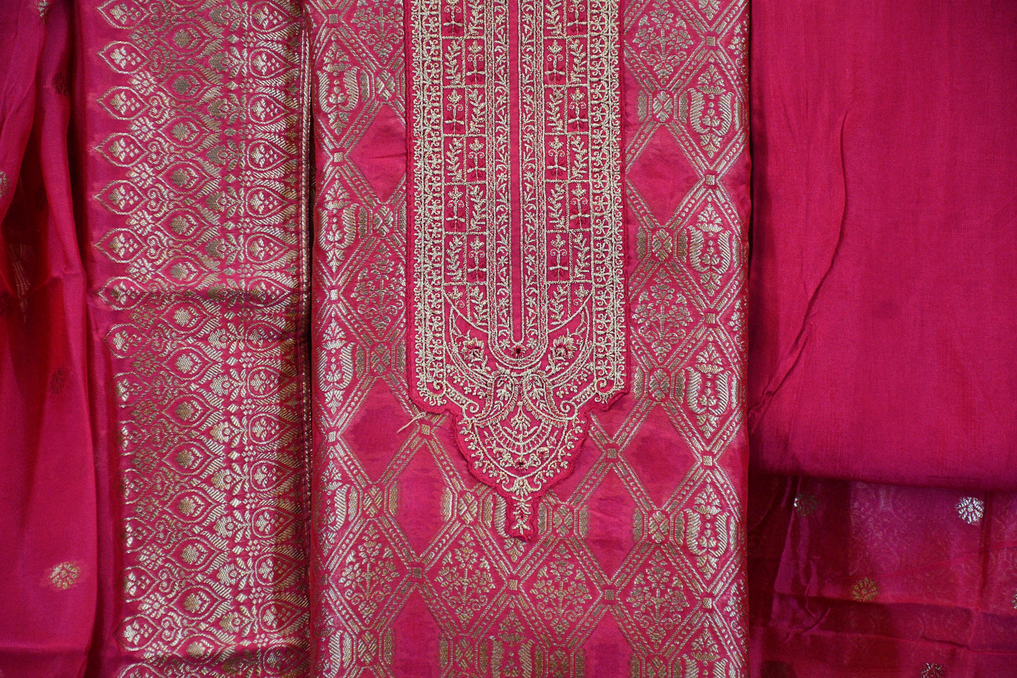 Rani Pink Banarasi Silk Suit Set