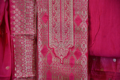 Rani Pink Banarasi Silk Suit Set