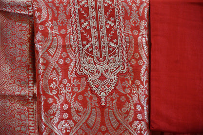 Classic Red Banarasi Silk Suit Set