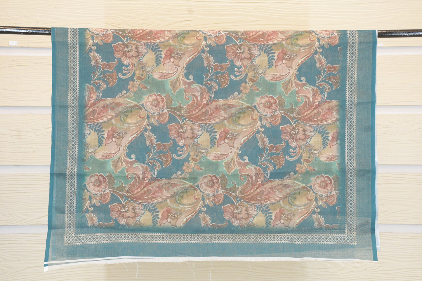 Teal Blue Digital Floral Print Dress Material