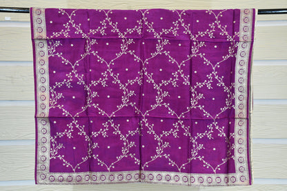 Royal Purple Embroidered Dress Material