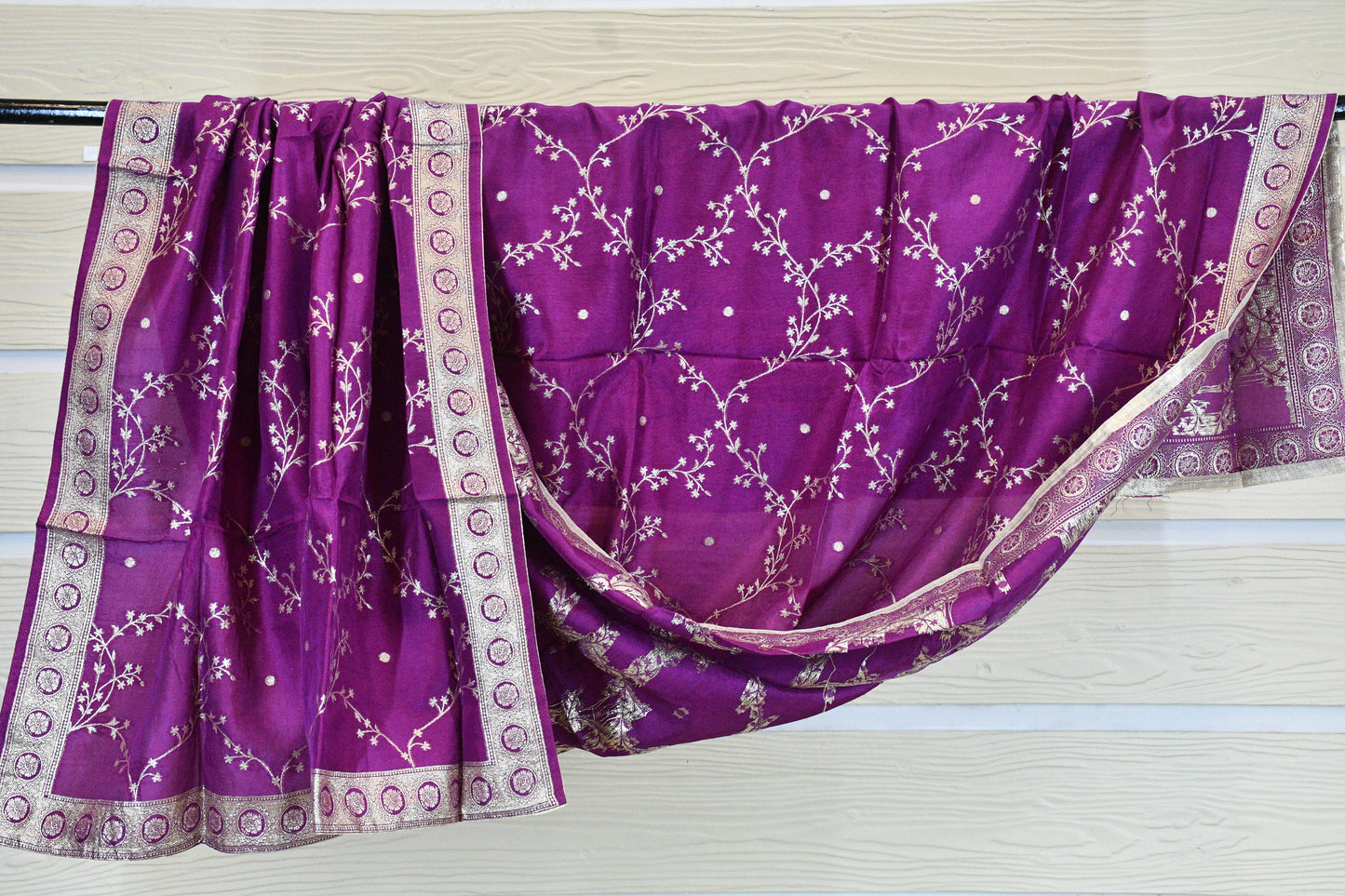 Royal Purple Embroidered Dress Material