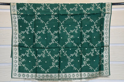 Emerald Green Embroidered Dress Material