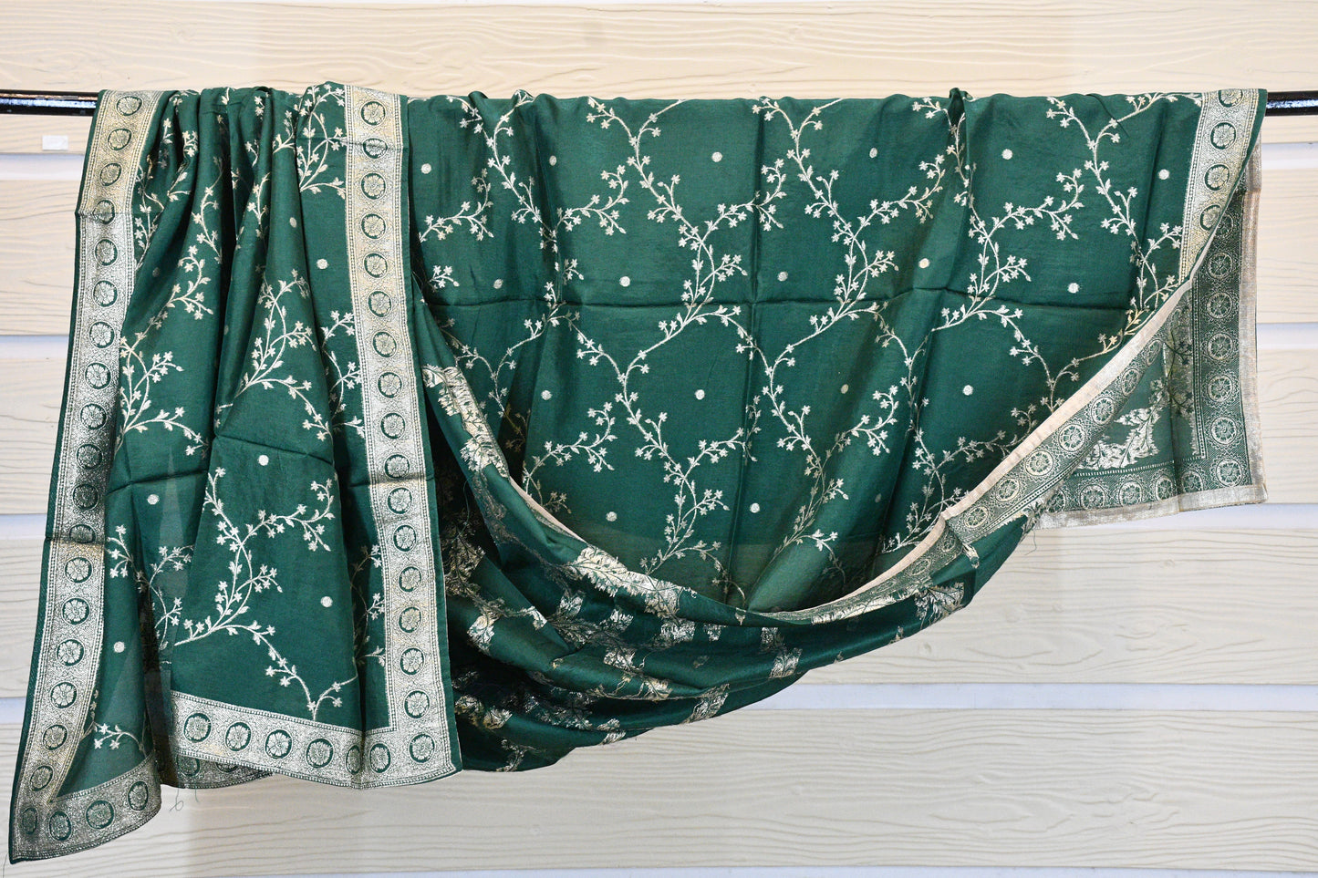 Emerald Green Embroidered Dress Material