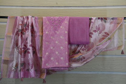 Blush Pink Floral Printed Dress Material