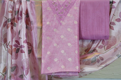 Blush Pink Floral Printed Dress Material