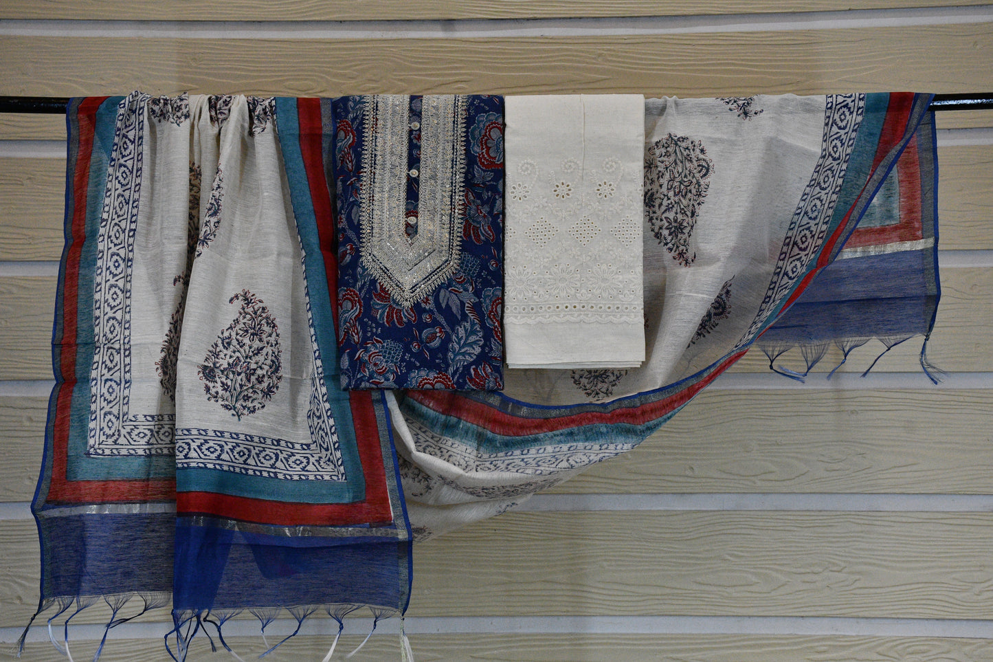 Ivory & Indigo Printed Cotton Suit Set