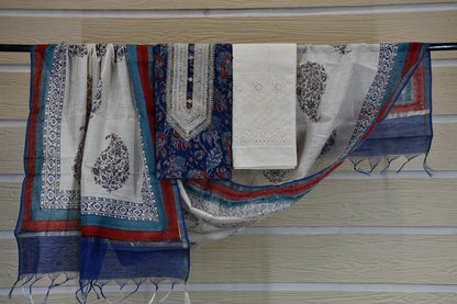 Ivory & Indigo Printed Cotton Suit Set
