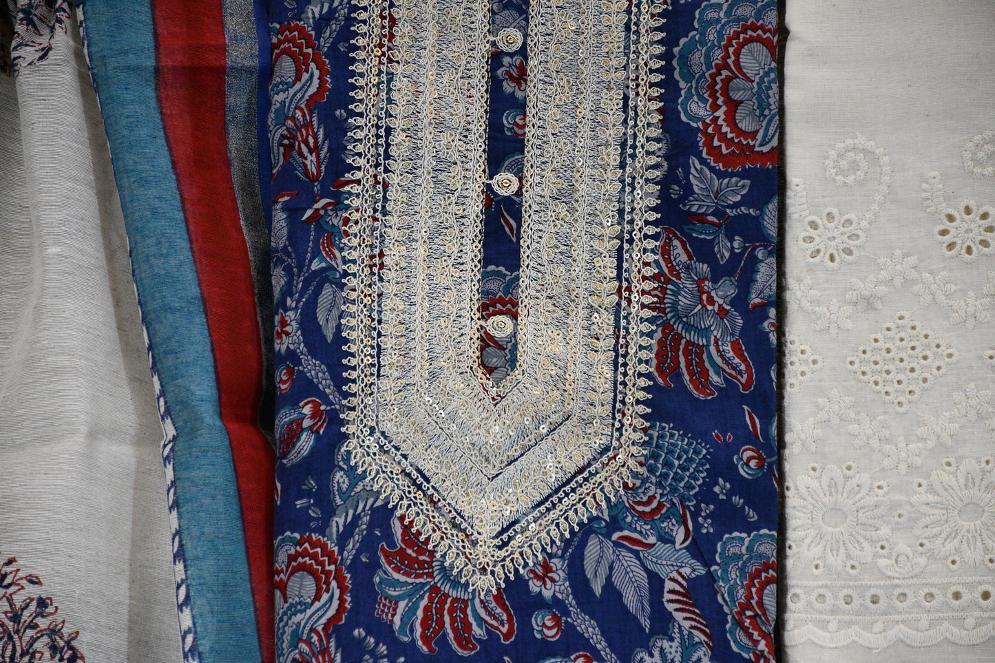 Ivory & Indigo Printed Cotton Suit Set