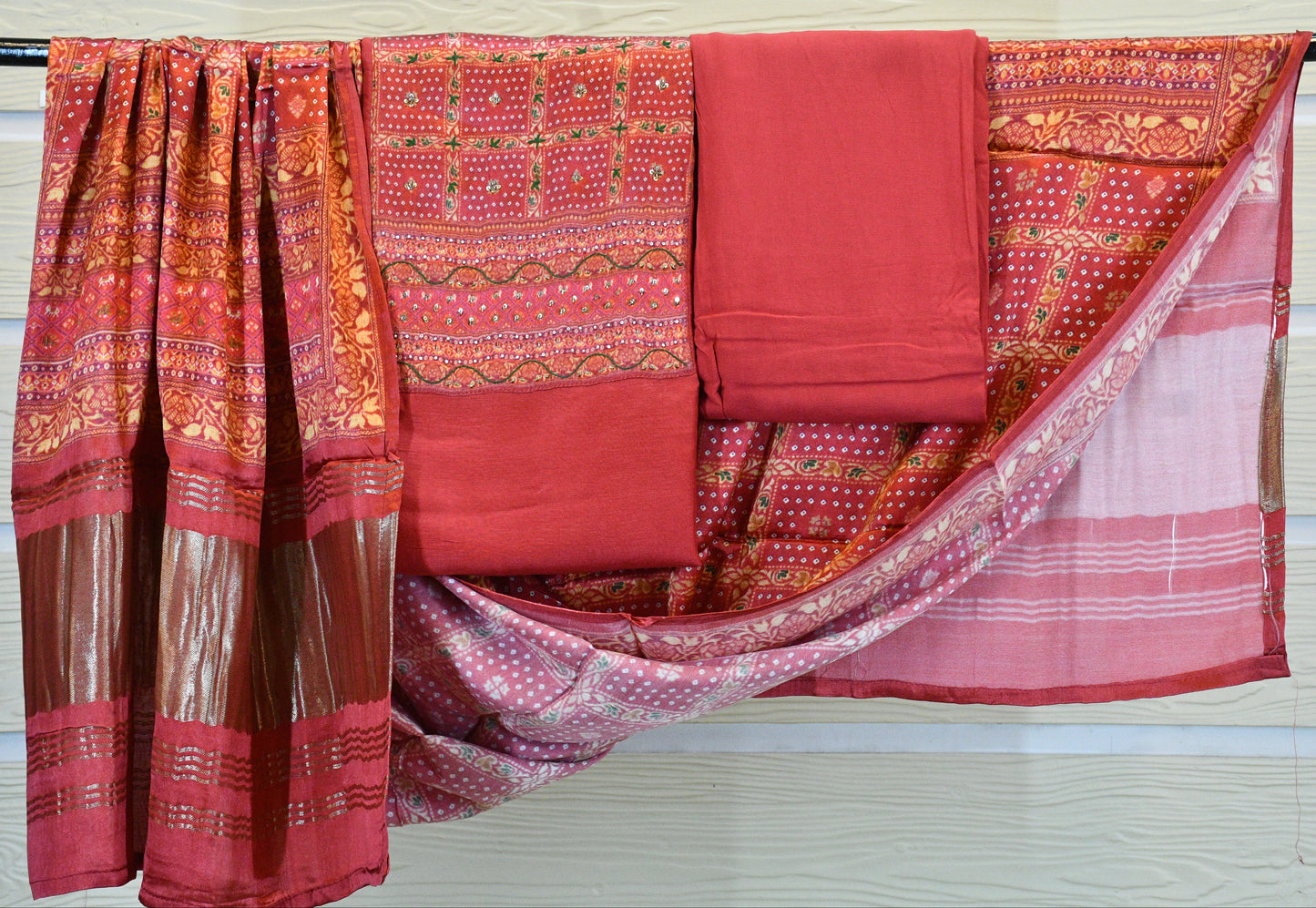 Rust Red Heritage Print Dress Material